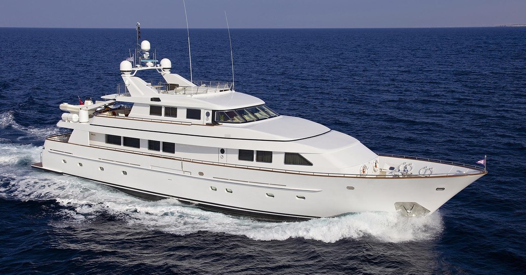 luxury yacht idylle underway in the med