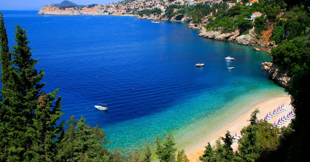 Beautiful sapphire blue sea on Italian coast