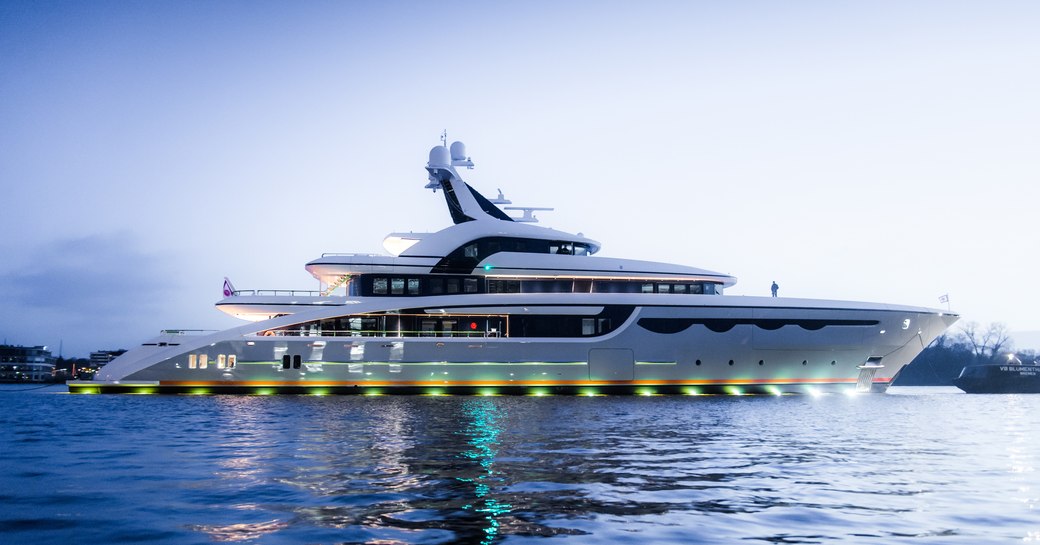 superyacht soaring underway in the Mediterranean on her summer 2020 charter season 