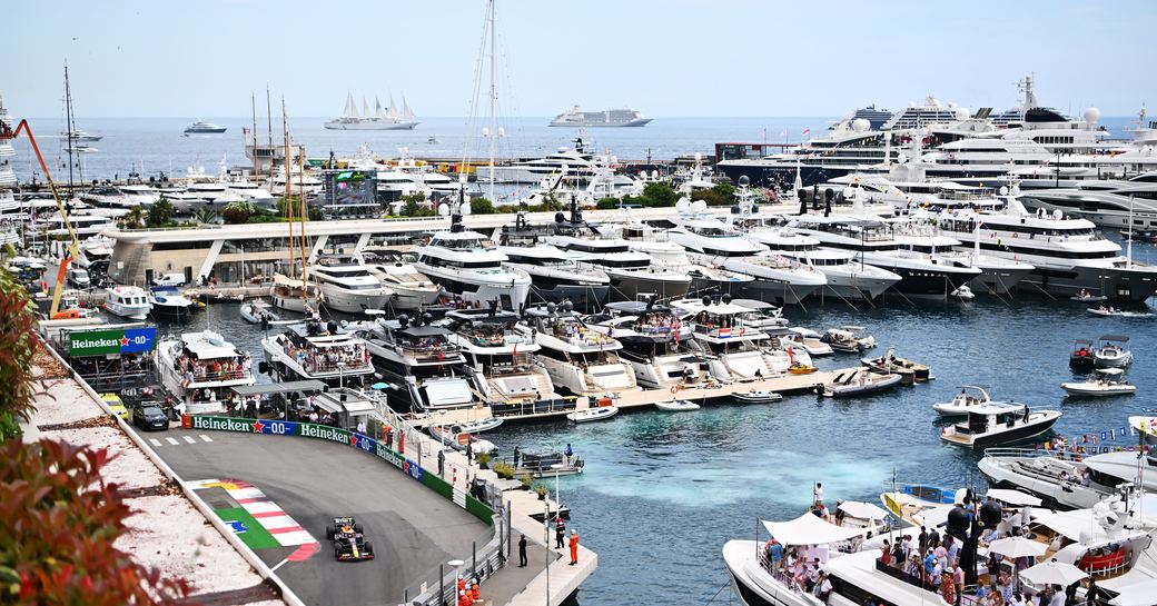 Overview of Port Hercule during Monaco Grand Prix