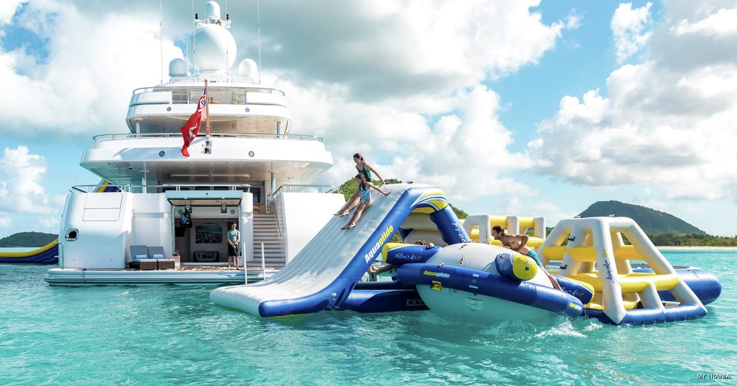 Inflatable toys onboard charter yacht TITANIA