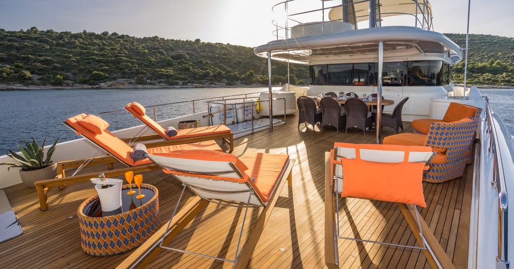 The sundeck of superyacht Seventh Sense