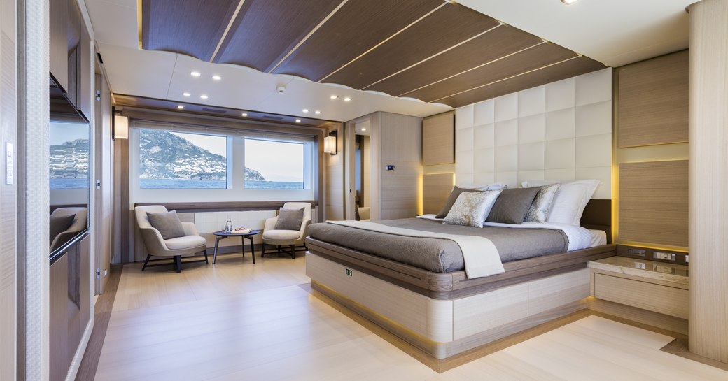 master cabin on board superyacht katia