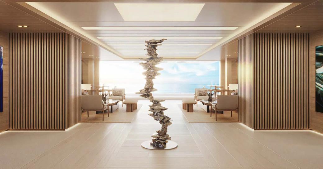 Sculpture rendering onboard charter yacht REV OCEAN