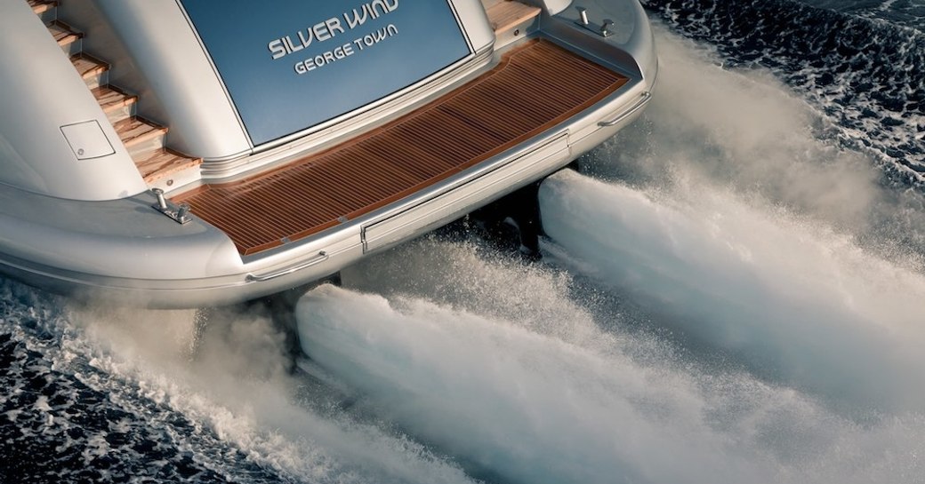 The swim platform which extends off the aft of motor yacht 'Silver Wind'