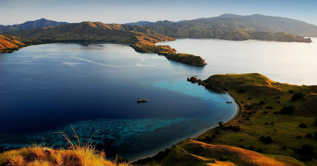 An aerial view showing the waters of Indonesia