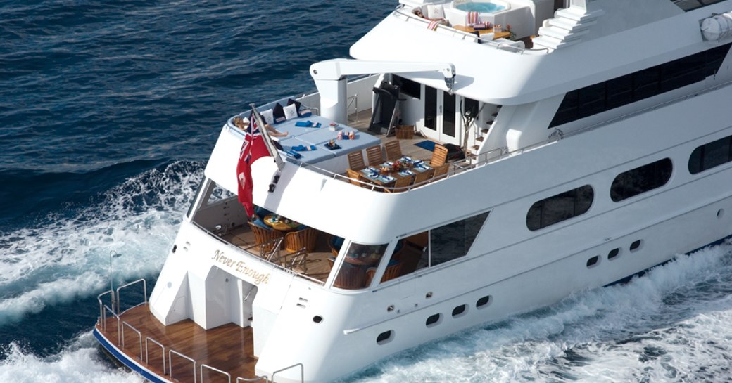 The aft deck of Feadship superyacht Never Enough