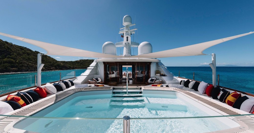 Sundeck pool on board charter yacht FLAG