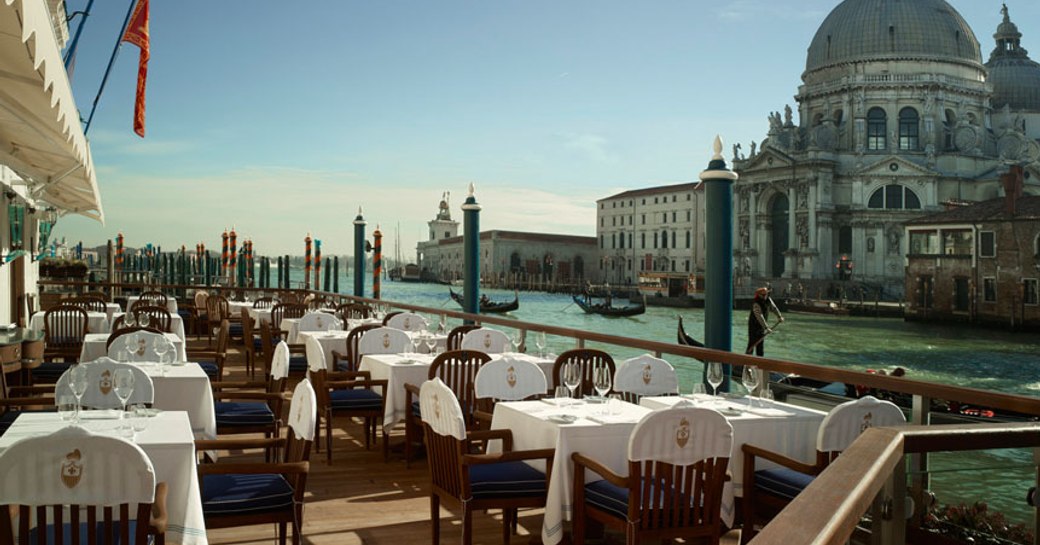 dine at Club del Doge Restaurant, Gritti Palace on a venice film festival yacht charter