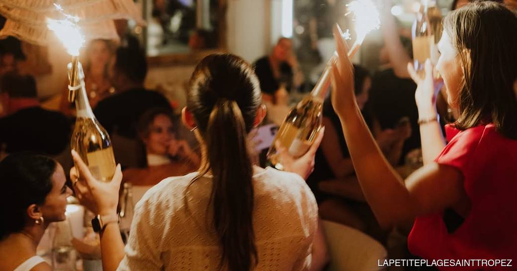Champagne with indoor fireworks being served