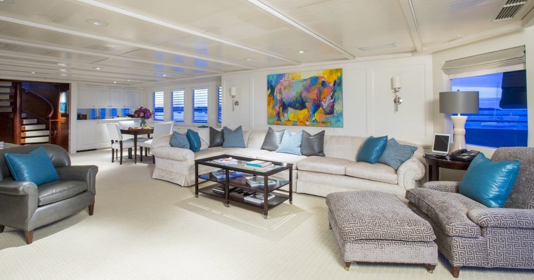 Superyacht RHINO's freshly refitted interior