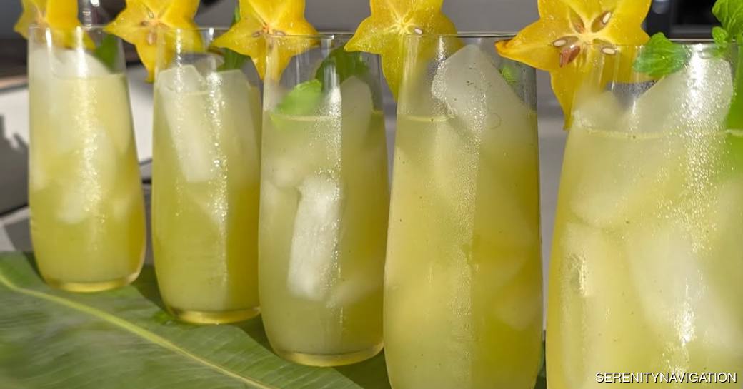 Line of yellow cocktails