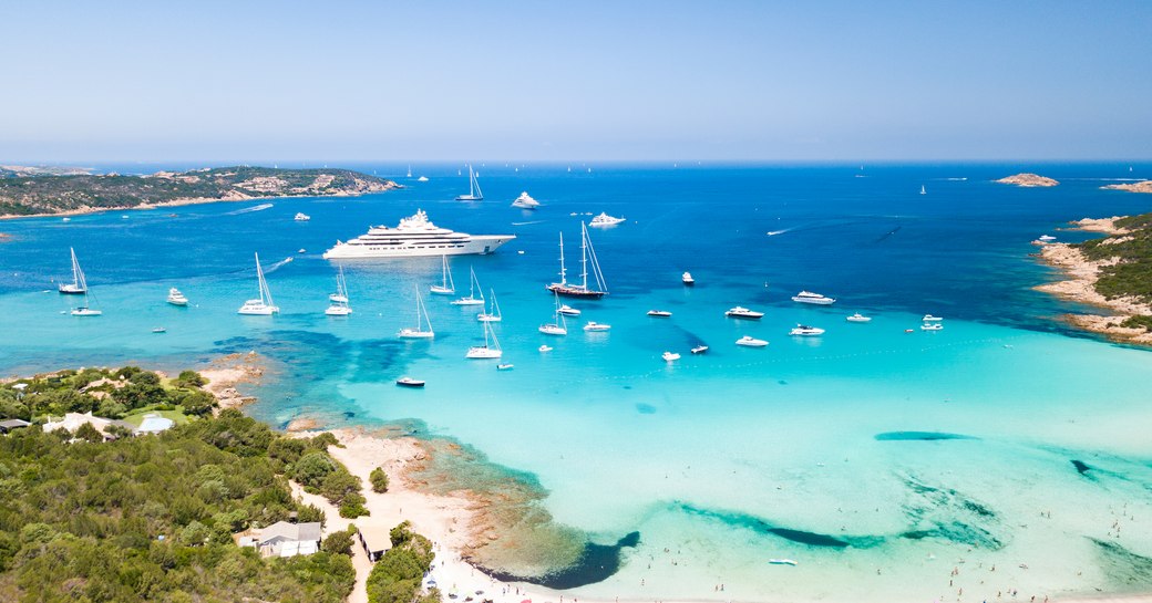 blue water and sandy beaches off the coast of sardinia