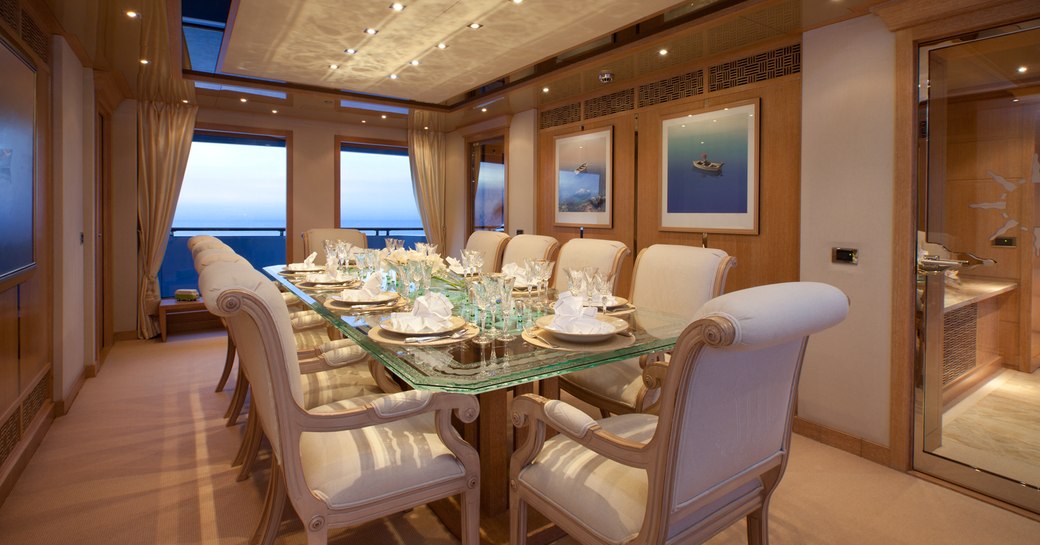 Dining area of Oceanco motor yacht FRIENDSHIP