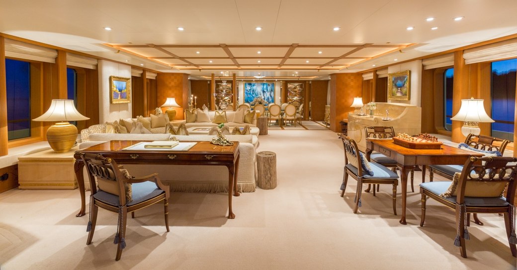 peaceful and elegant main salon aboard motor yacht CALLISTO 