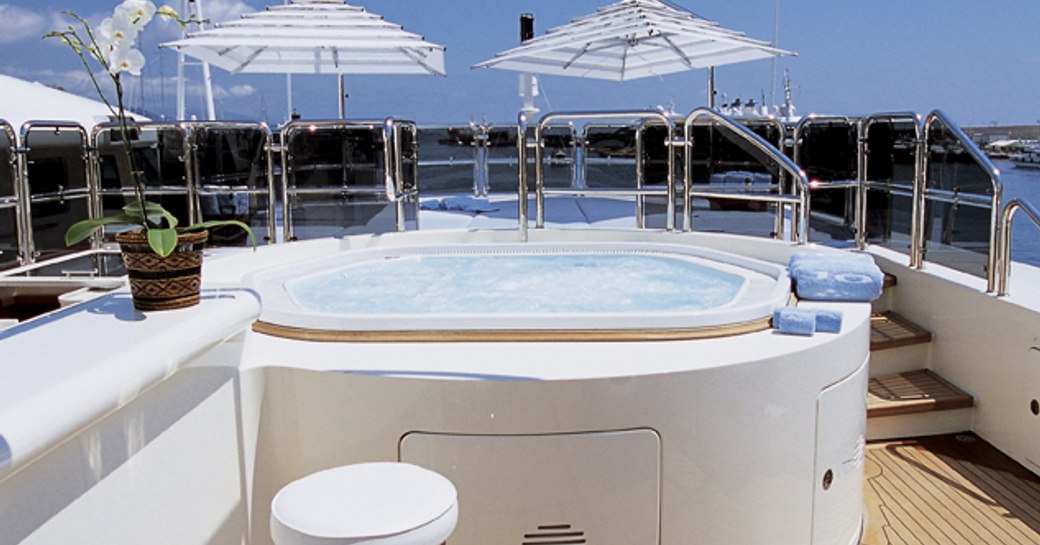 sun deck jacuzzi on JO with sunpads forward