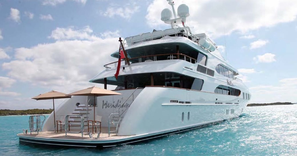 Stern view of charter yacht LA DEA II