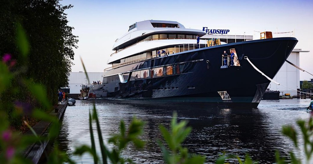 The Feadship superyacht LONIAN in the yard ahead of delivery