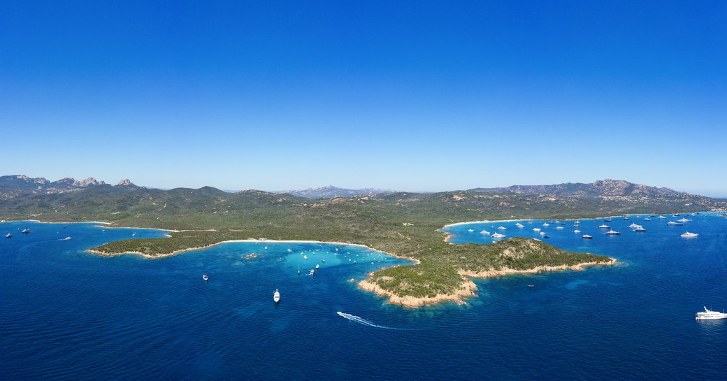 Aerial view of the coastline of Sardinia