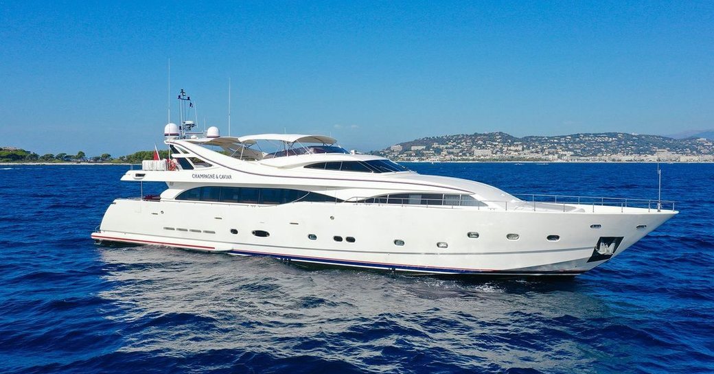 Charter yacht CHAMPAGNE AND CAVIAR at anchor