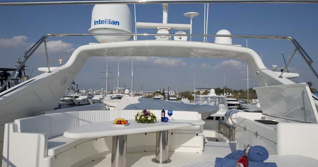 motor yacht falcon islands seating area