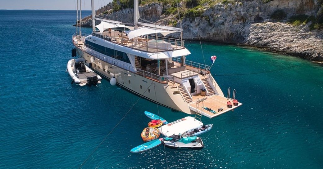 Water toys deployed with yacht rental MARALLURE