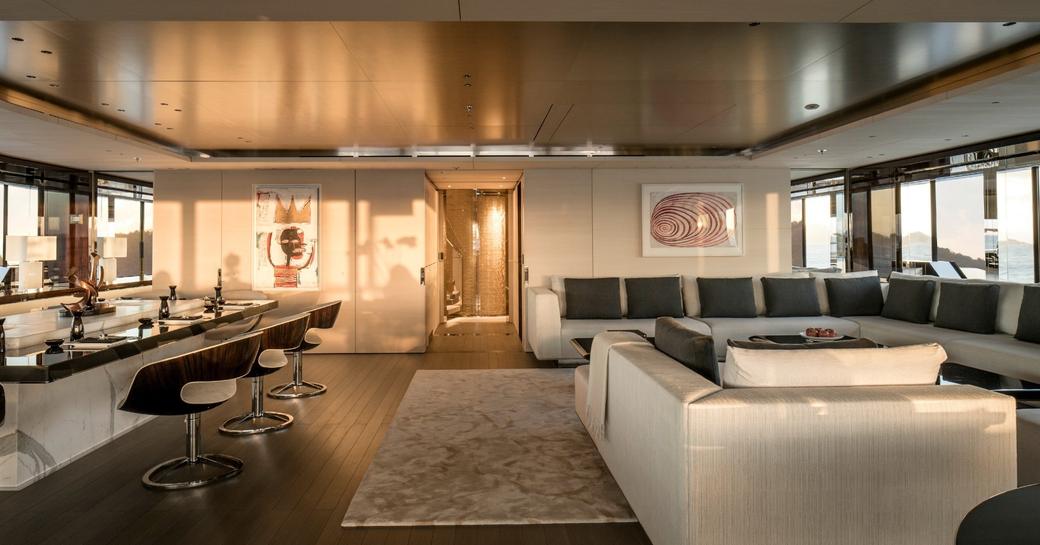 superyacht 'grace e''s salon and dining area