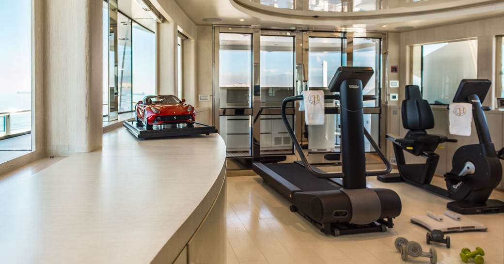 Equipped gym onboard charter yacht ELENI