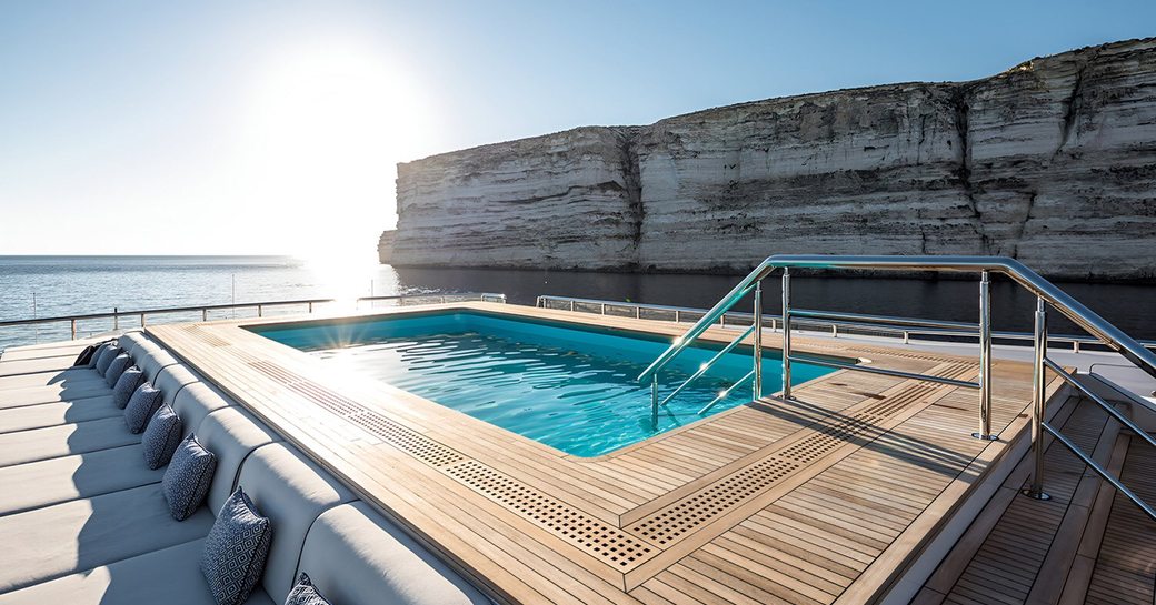 Swimming pool onboard charter yacht MAR