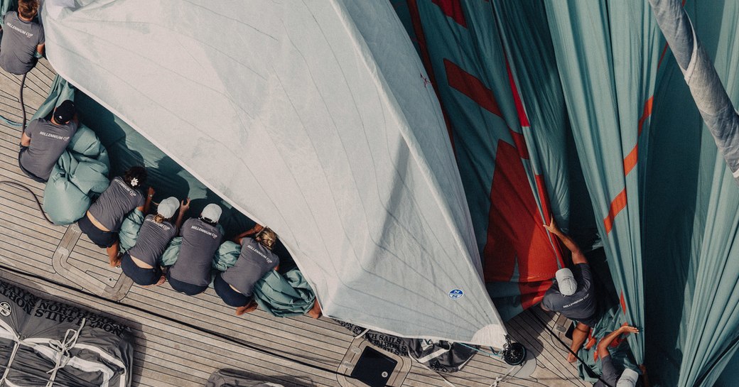 sailors at work at the NZ Millennium Cup in New Zealand