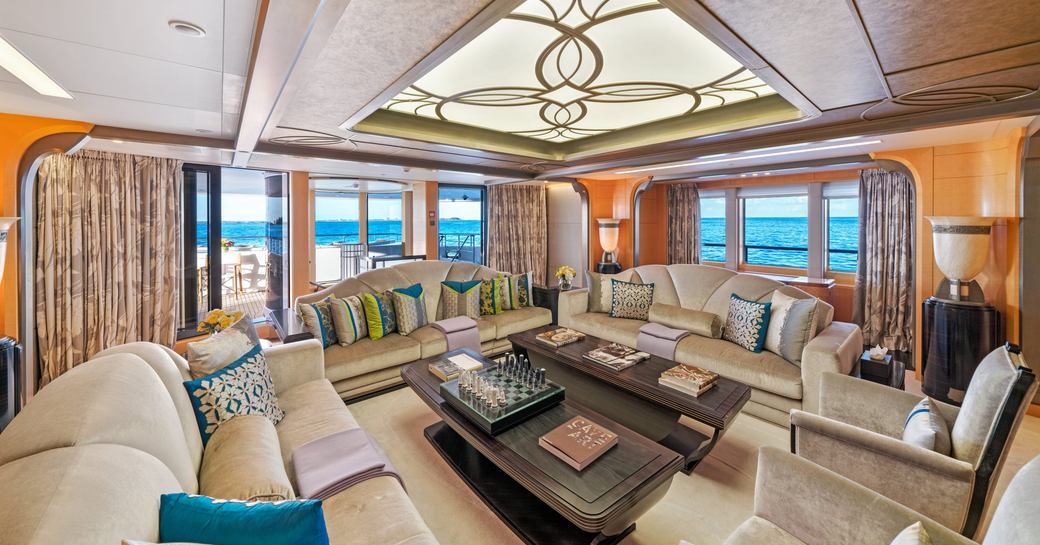 Main salon onboard charter yacht AMARYLLIS
