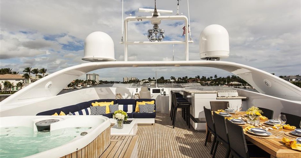 Sun deck on superyacht CHARISMA