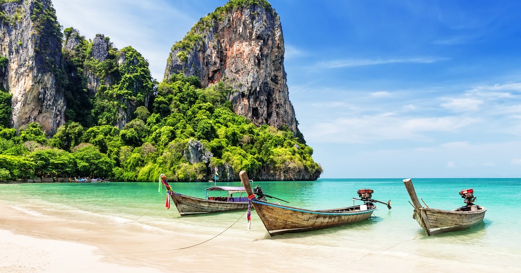 Boats at shore in Thailand