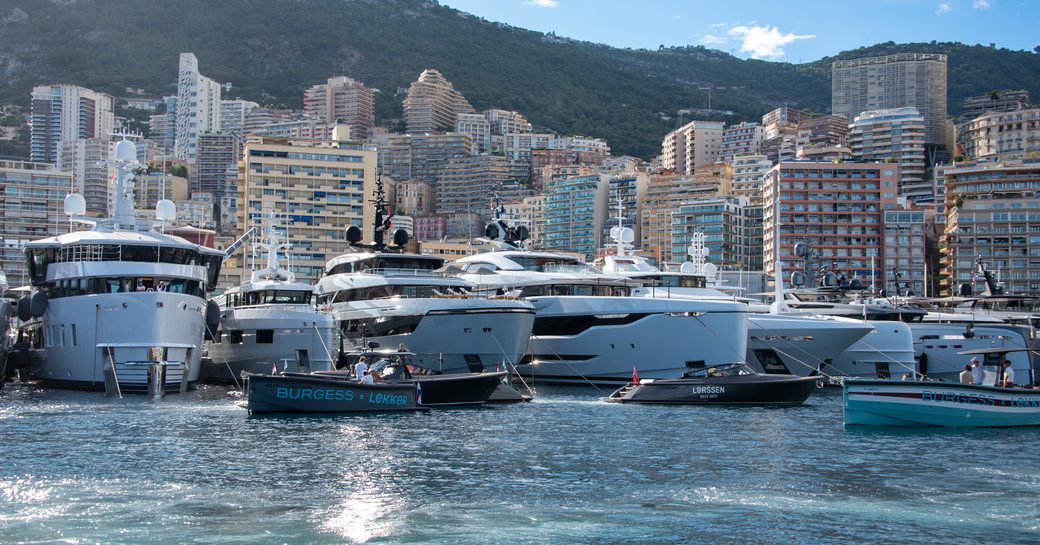 Charter yachts berthed at Monaco Yacht Show