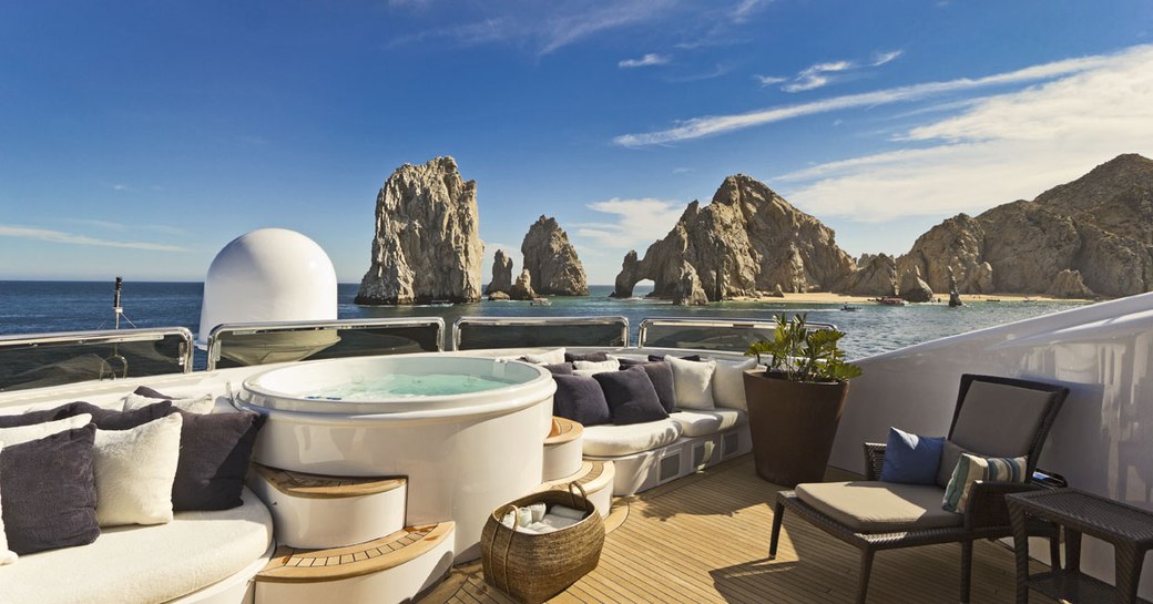 view of Cortez Sea from sundeck of motor yacht Azteca II 