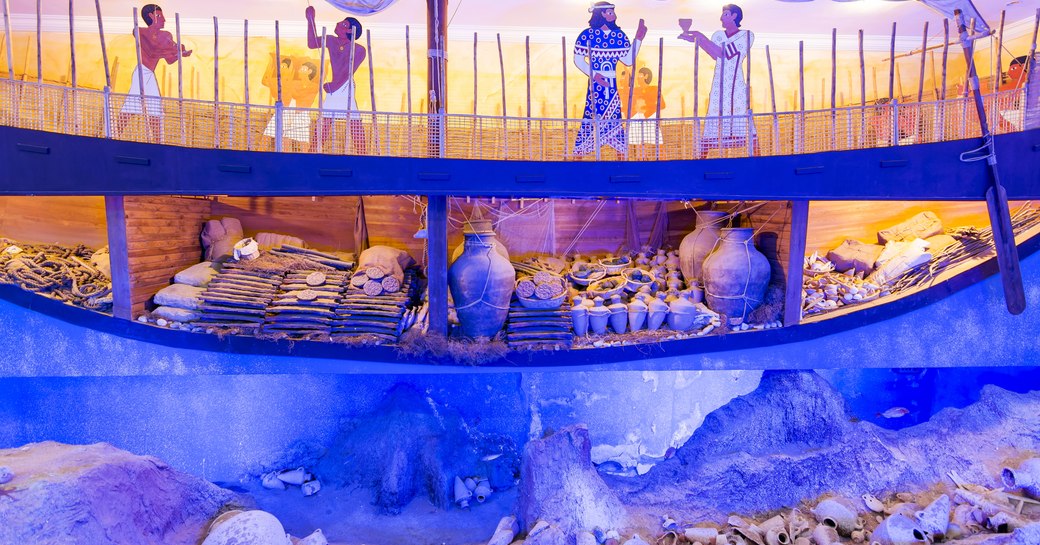 Archaeological museum in Turkey with ancient ruins on the floor