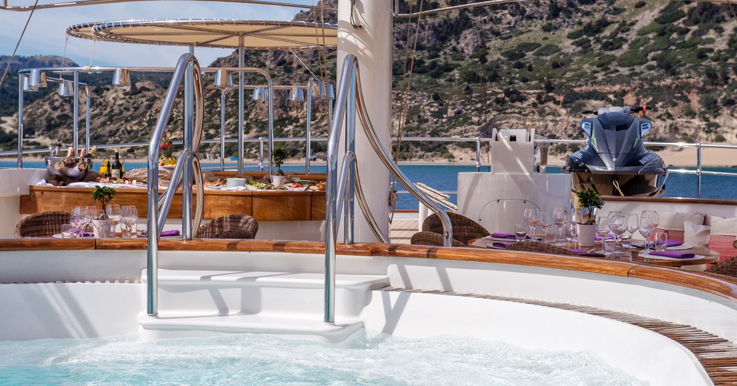 Eight person spa pool on board superyacht SHERAKHAN