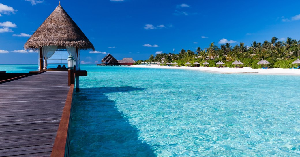 A pier and sea view over Tahiti 