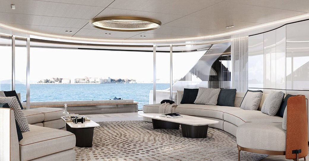 main salon on board benetti yacht rebeca