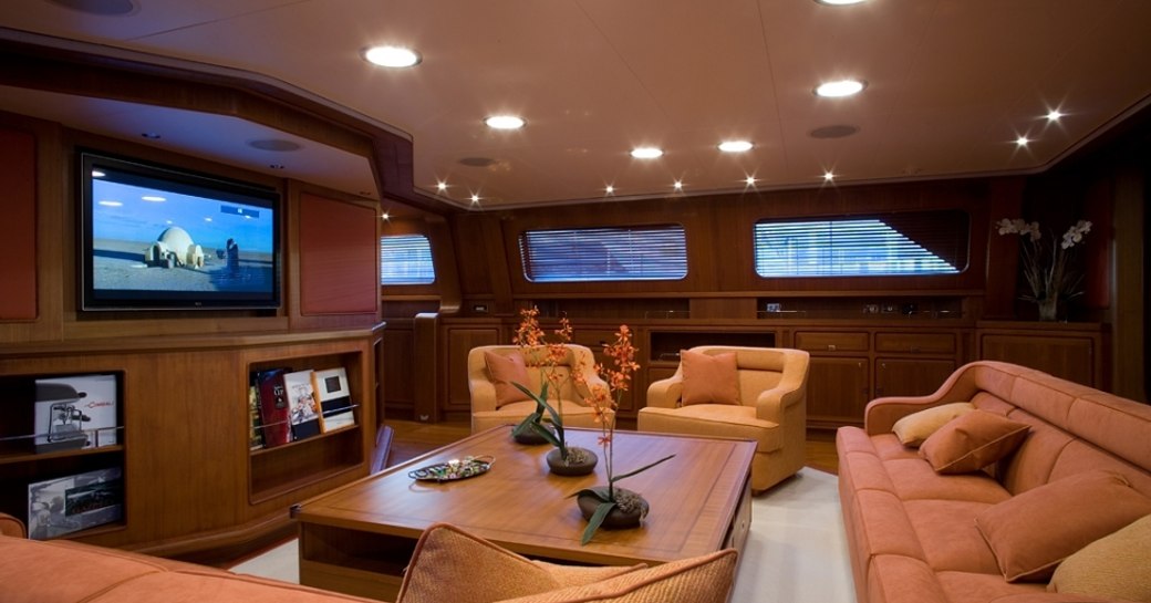 Main saloon on board charter yacht ANTARA