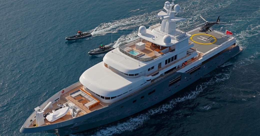 superyacht planet nine underway in the caribbean