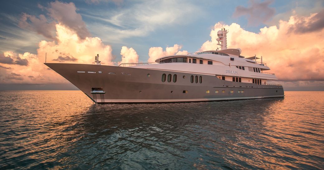 Superyacht DREAM at anchor in the Caribbean