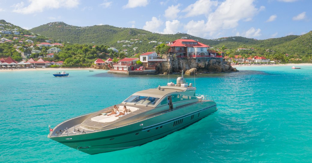 women relaxing on yacht in St Barths at Eden Rock hotel