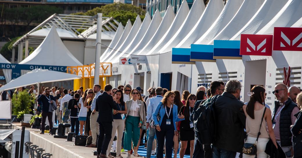 Exhibitor tents at the Monaco Yacht Show