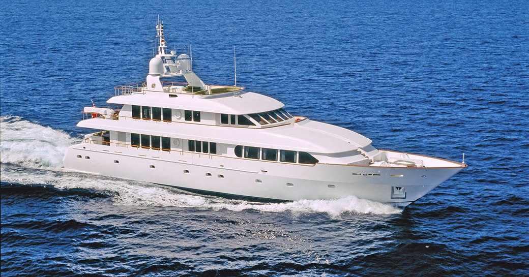 Luxury yacht M4 underway