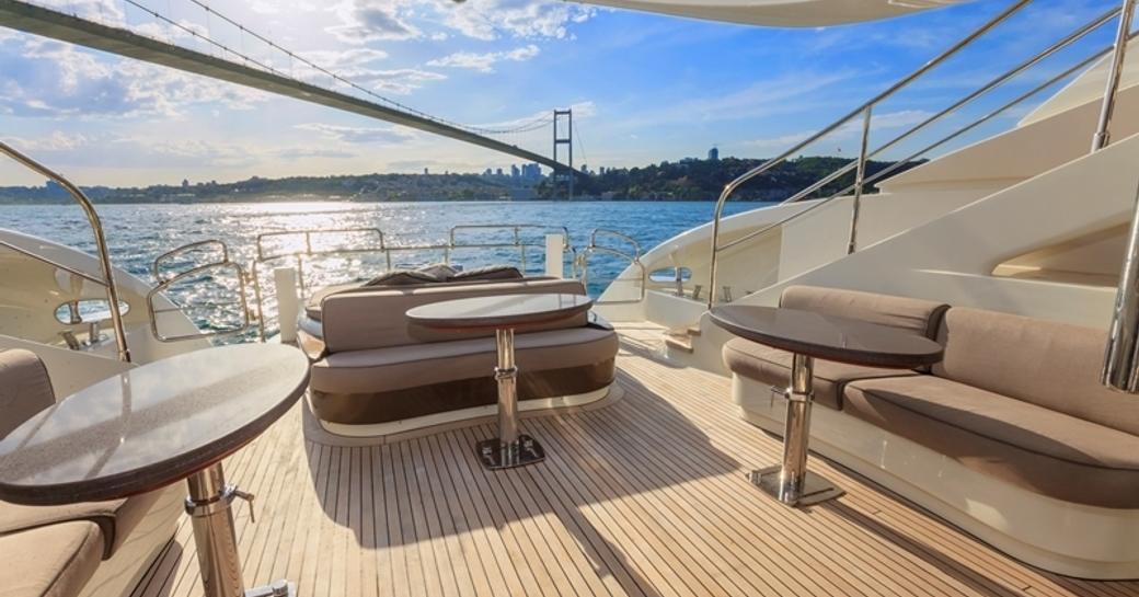 little lounging areas on main deck aft of motor yacht CANPARK 