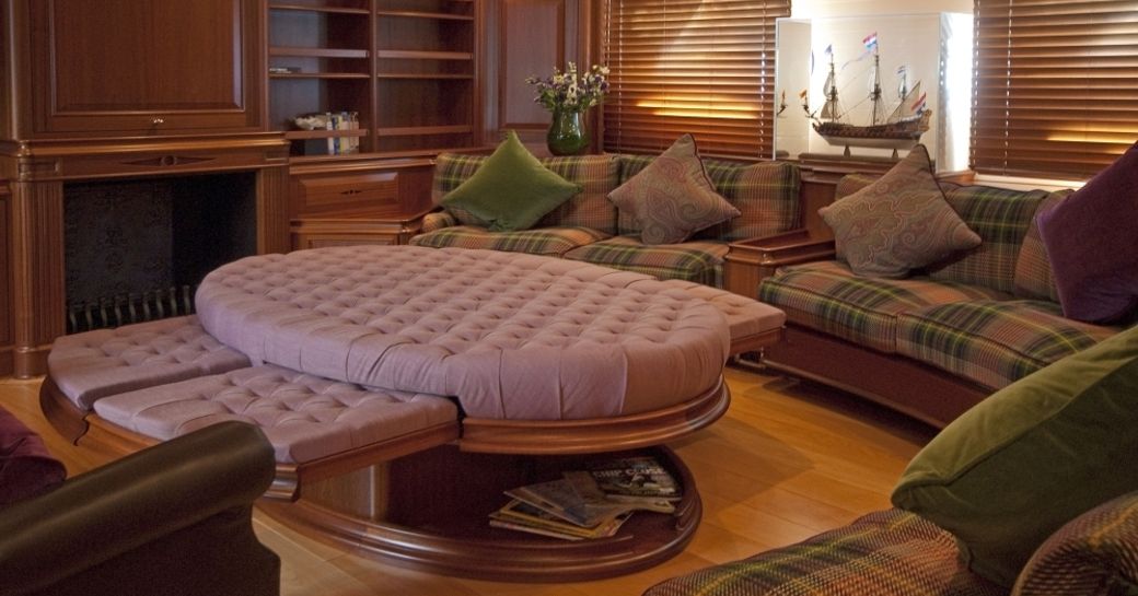 comfortable lounge on board charter yacht ATHOS 
