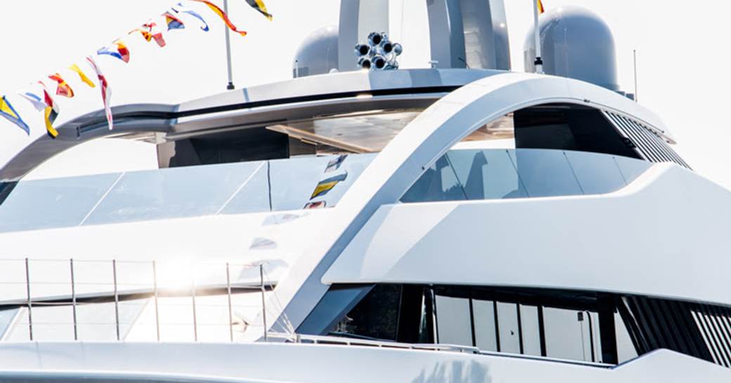 close-up view of new Feadship motor yacht HALO