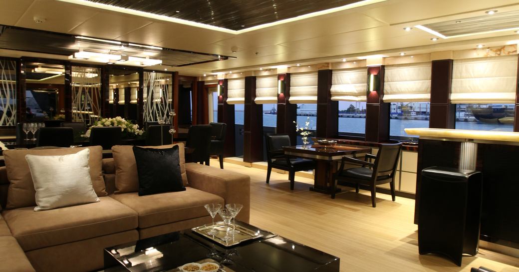 main salon on luxury yacht grey matters