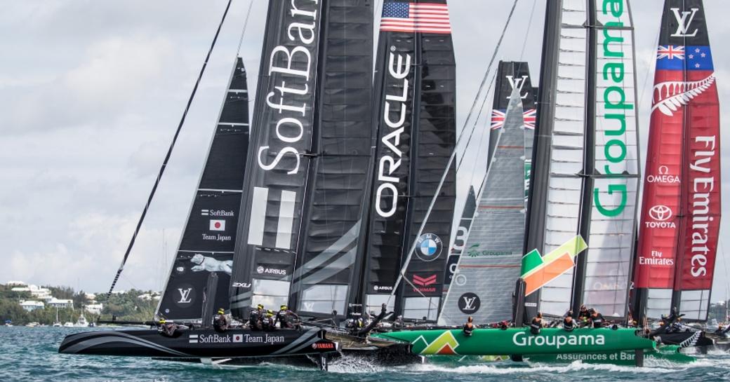 competitors line up for the America's Cup 2017